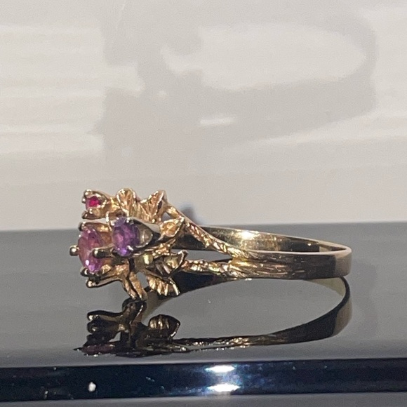 Solid 10k colorful gemstones ring - Picture 3 of 7